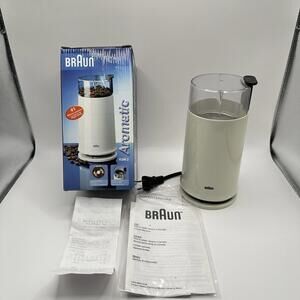 VTG BRAUN KSM 2 WHITE Aromatic Ground Coffee Bean Grinder 2.5 Oz Capacity